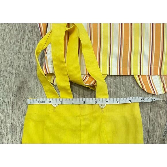 70’s Little Boy Yellow, White, and Orange Overall Shorts Outfit with Jacket Vint - Picture 6 of 10